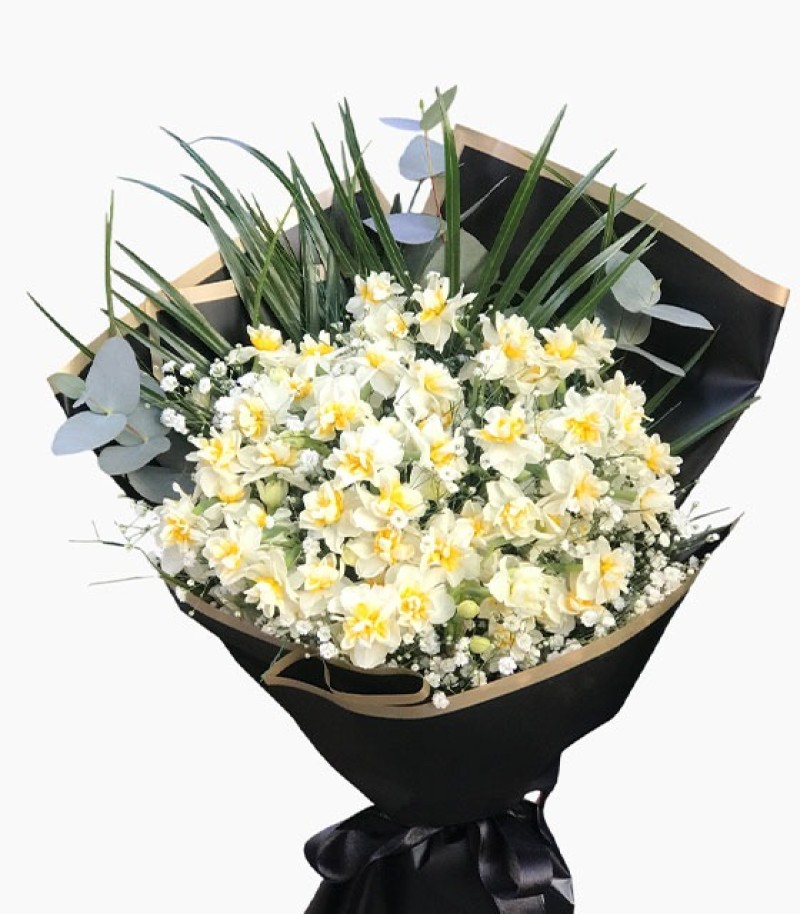 Siyah Fonlu Nergis Buketi