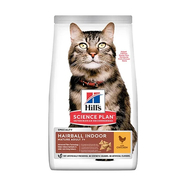 Hills Hairball İndoor Tavuklu Tüy Yumağı Önleyici Yaşlı Kedi Maması 1.5KG