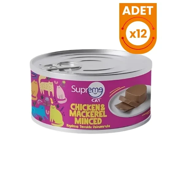 Supreme Cat Kıyılmış Tavuklu ve Uskumrulu Yetişkin Konserve Kedi Maması