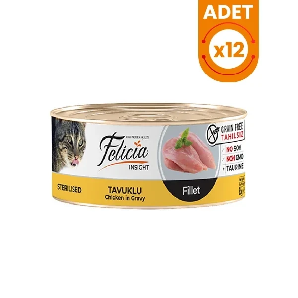 Felicia Tahılsız Tavuklu Fileto Kısırlaştırılmış Konserve Kedi Maması